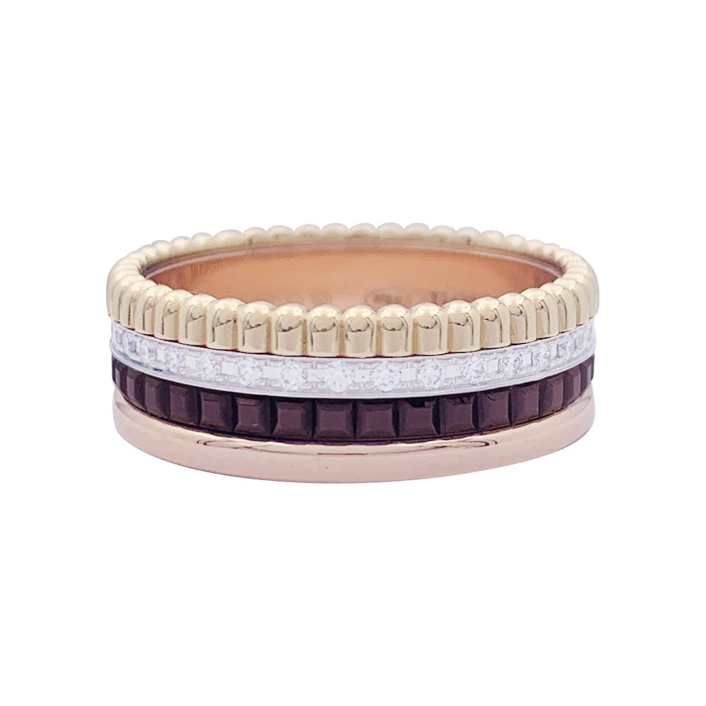 Bague Boucheron, "Quatre Classique Small", 3 ors, PVD et diamants. - Castafiore