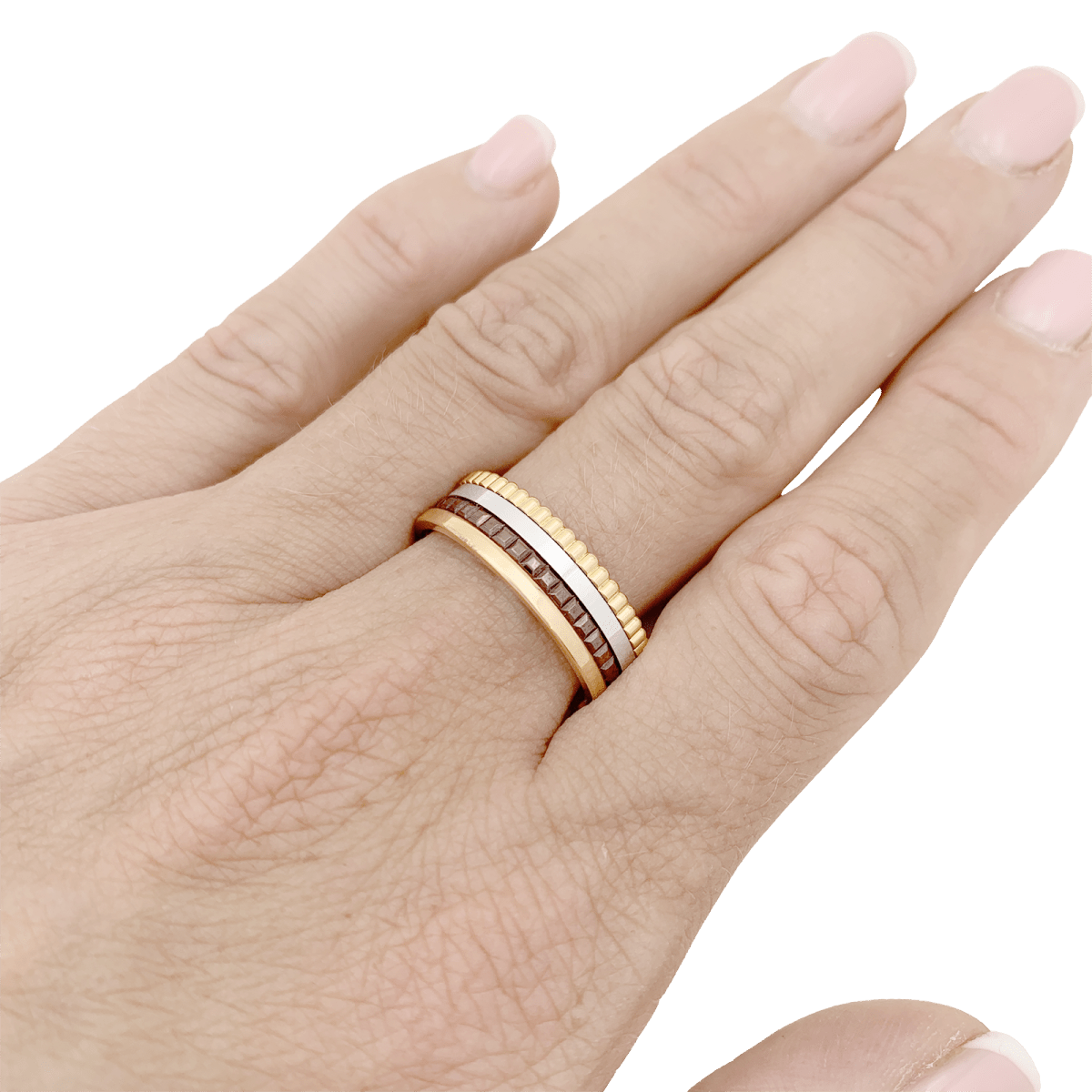 Bague Boucheron "Quatre Classique Small" en or rose, blanc et jaune. - Castafiore