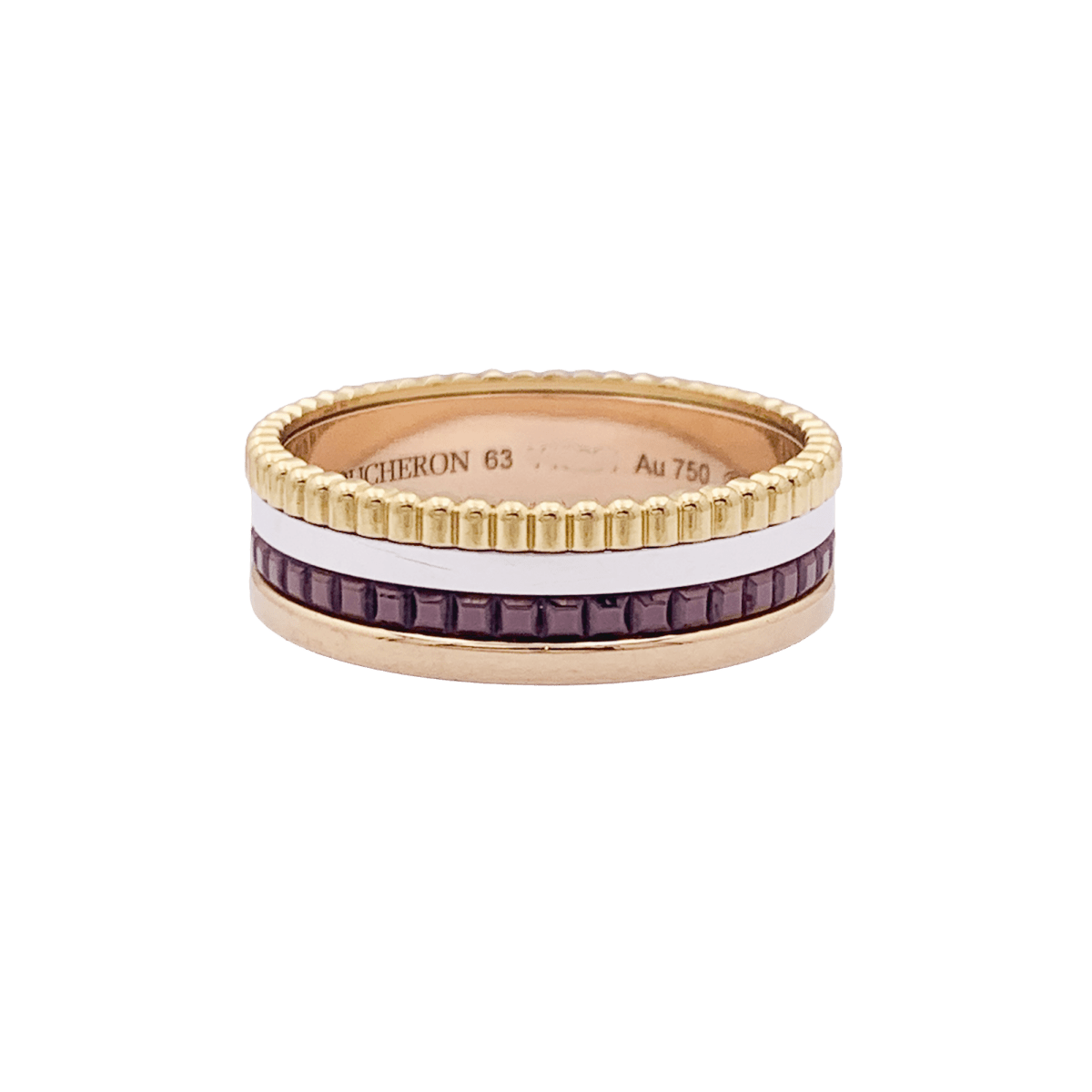 Bague Boucheron "Quatre Classique Small" en or rose, blanc et jaune. - Castafiore
