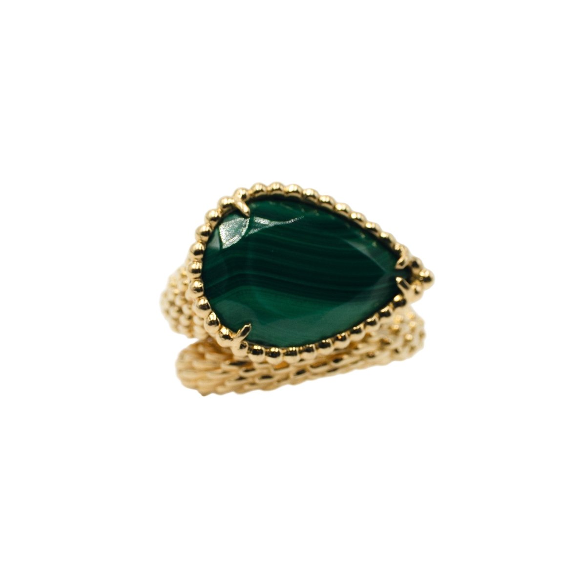 Bague BOUCHERON "Serpent Bohème" en or jaune et malachite - Castafiore
