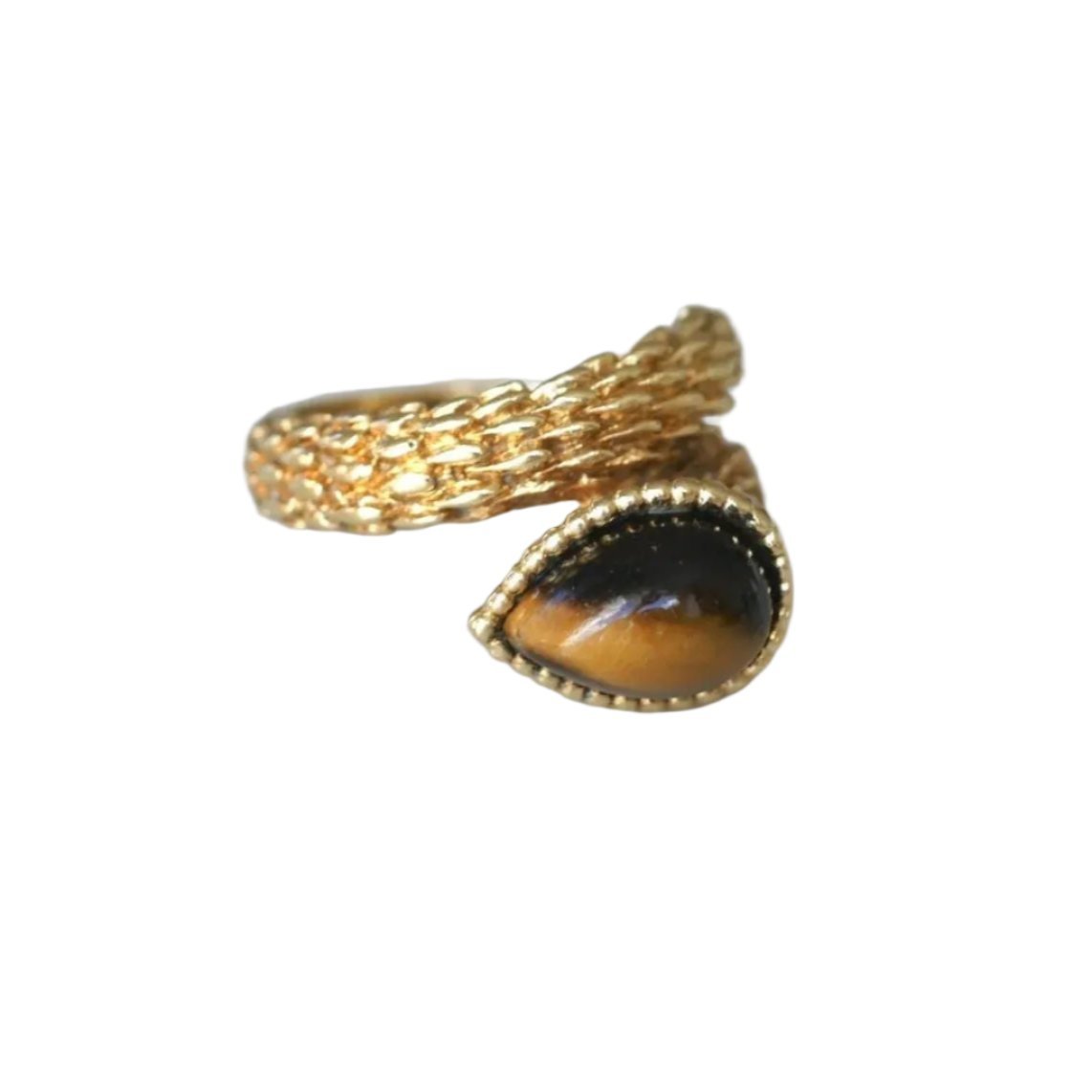 Bague BOUCHERON "Serpent Bohème" en or jaune et oeil de tigre - Castafiore