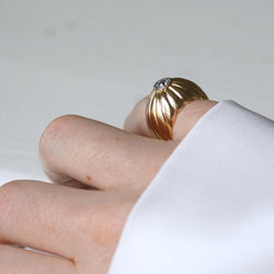 Bague Boule à Gaudrons en or rose, platine et diamants - Castafiore