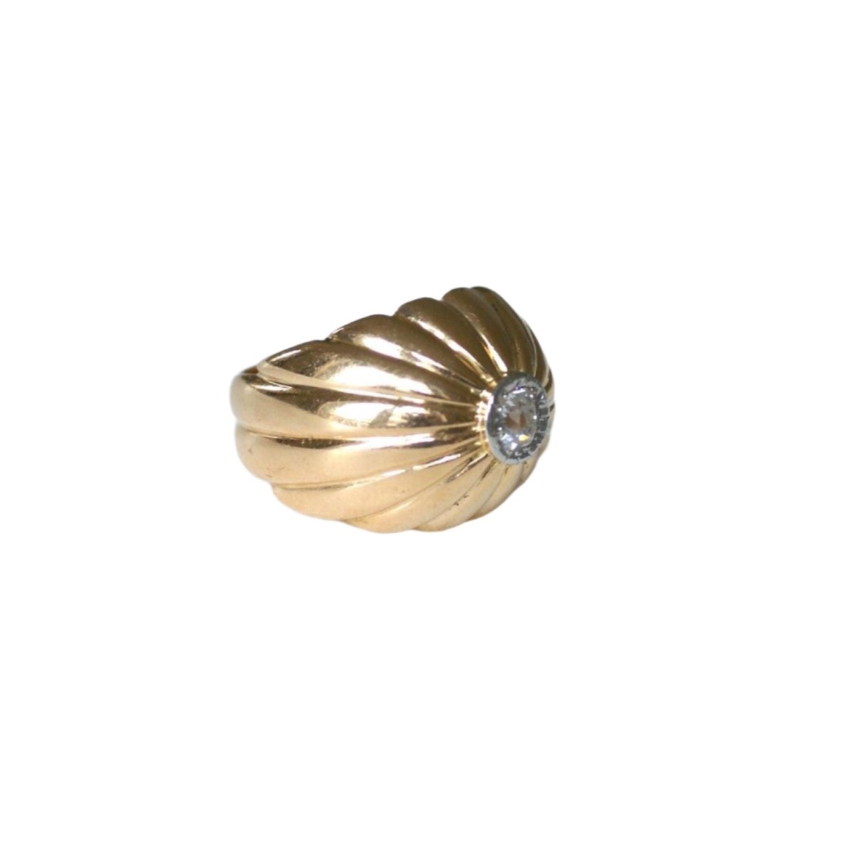 Bague Boule à Gaudrons en or rose, platine et diamants - Castafiore