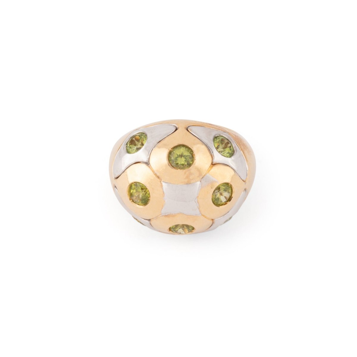 Bague boule BULGARI en péridot en or bi - colore - Castafiore