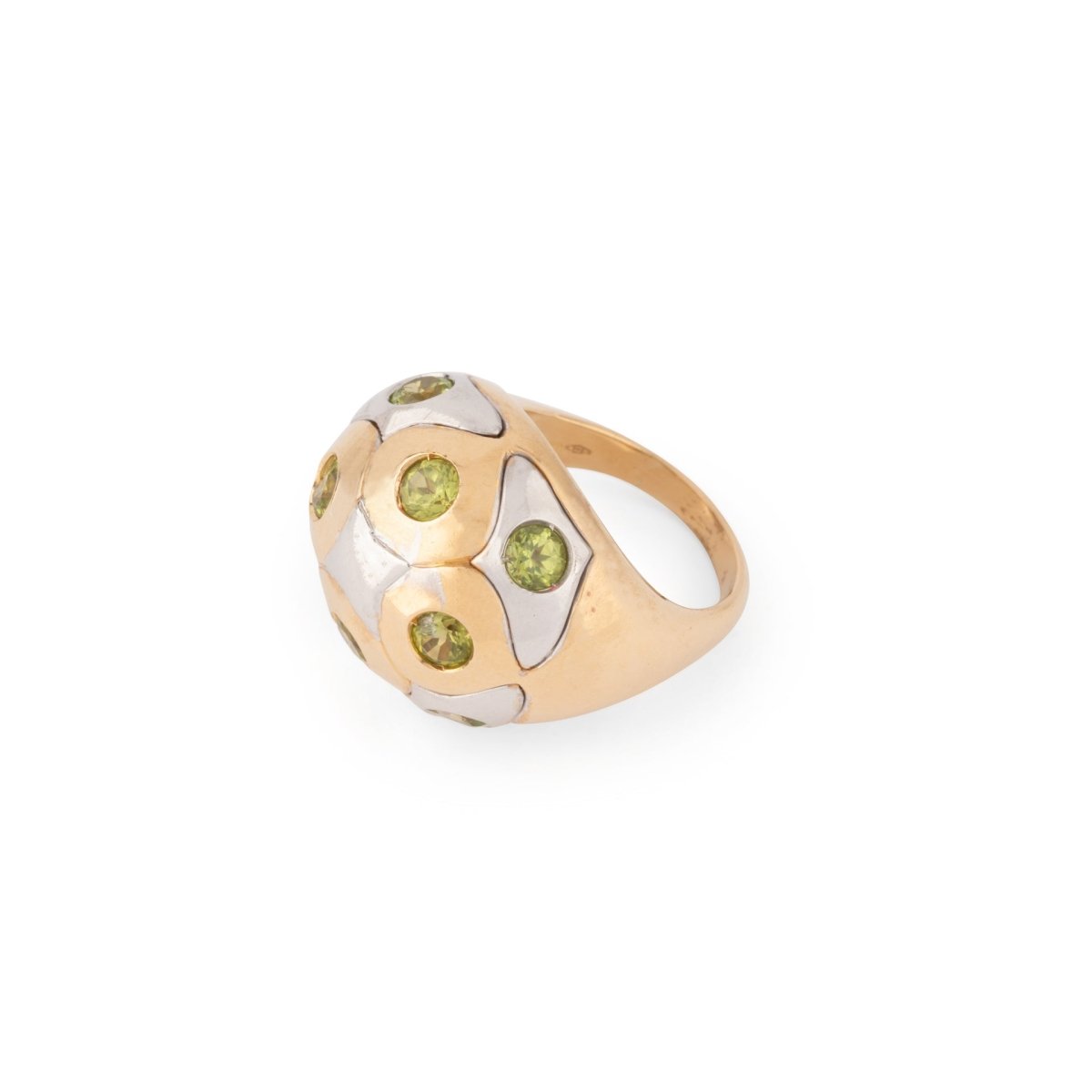 Bague boule BULGARI en péridot en or bi - colore - Castafiore