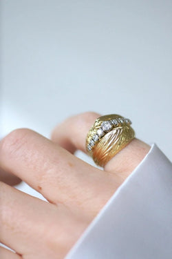 Bague Boule Diamants sur Or jaune années 60 - Castafiore