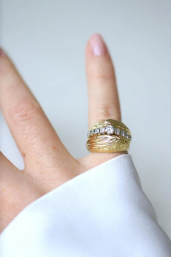 Bague Boule Diamants sur Or jaune années 60 - Castafiore