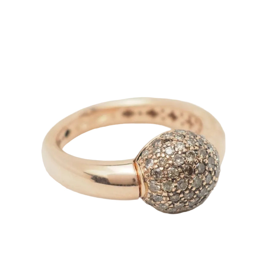 Bague boule en or rose et diamants cognac - Castafiore