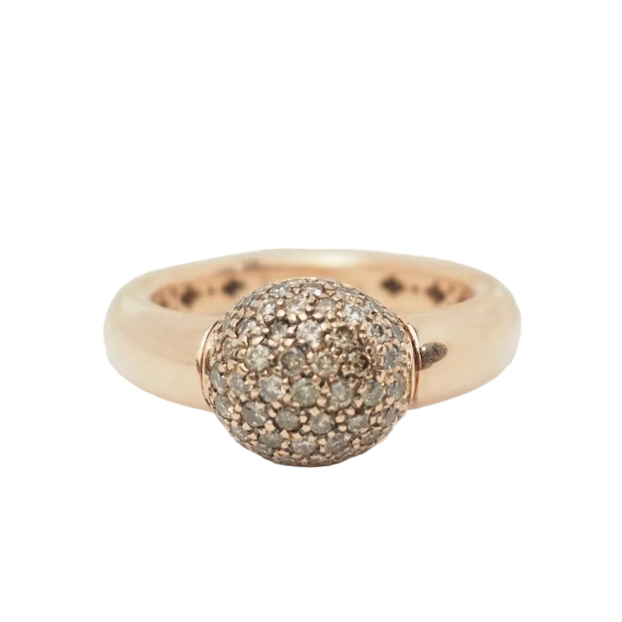 Bague boule en or rose et diamants cognac - Castafiore