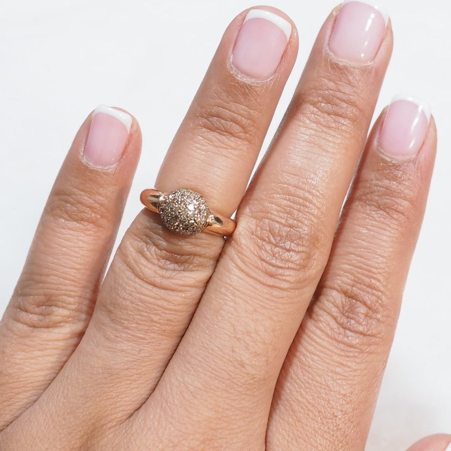 Bague boule en or rose et diamants cognac - Castafiore