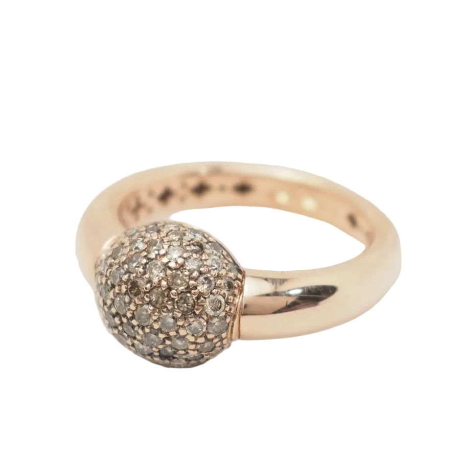 Bague boule en or rose et diamants cognac - Castafiore