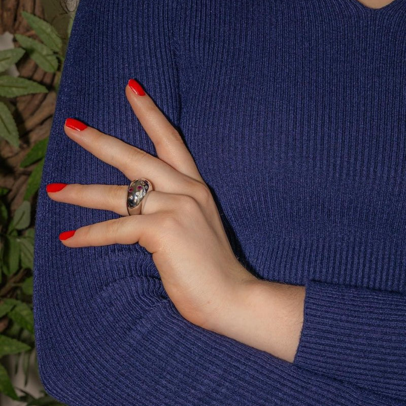 Bague Boule Or blanc Diamant - Castafiore
