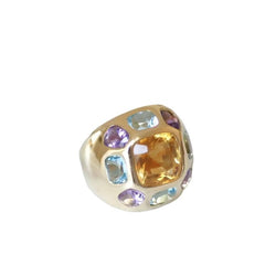 Bague boule or citrine topaze bleue améthyste - Castafiore