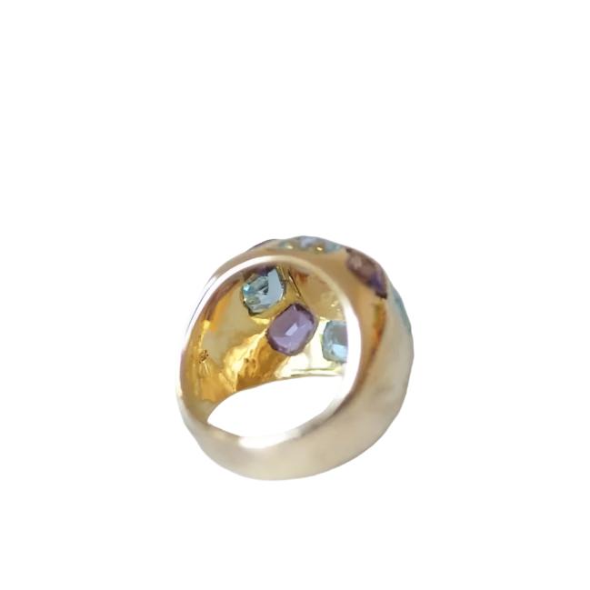 Bague boule or citrine topaze bleue améthyste - Castafiore