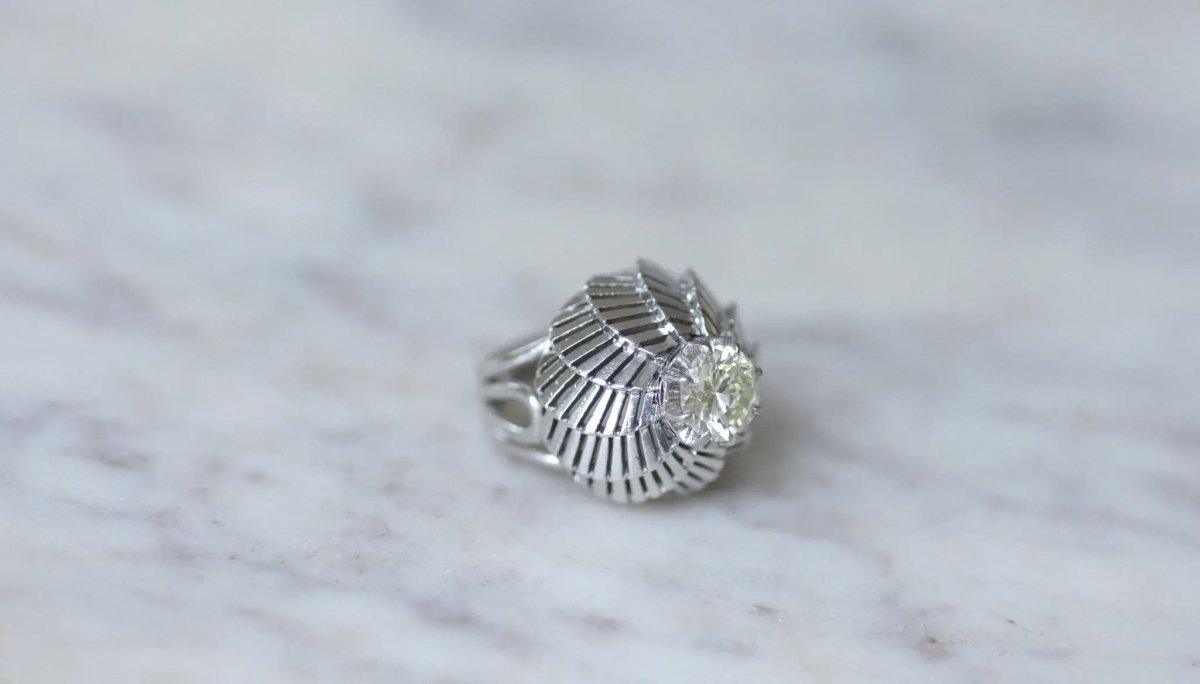 Bague Boule Spirale Diamant 1.25 Carats sur Platine - Castafiore