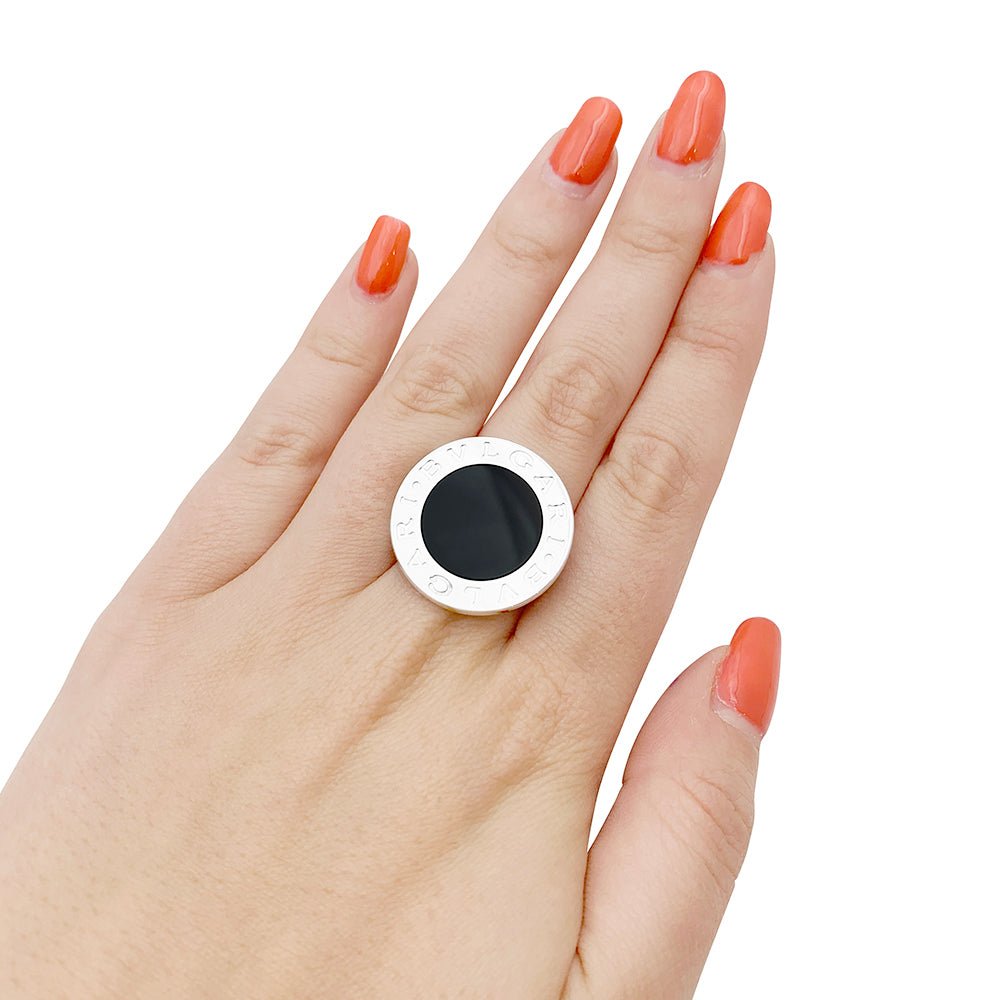 Bague BULGARI "Bulgari Bulgari" en or blanc et onyx - Castafiore