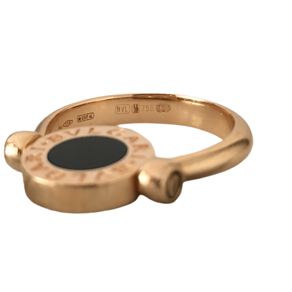 Bague BULGARI "Bvlgari Bvlgari" en or rose, nacre et onyx - Castafiore