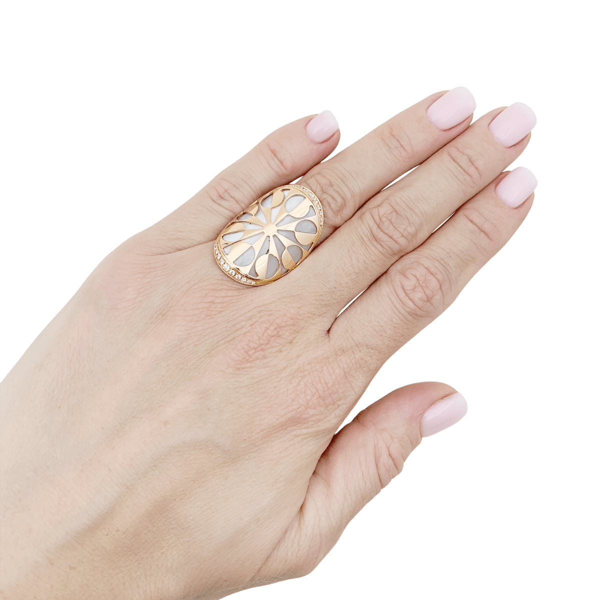 Bague BULGARI "Intarsio" en or rose, nacre et diamants - Castafiore