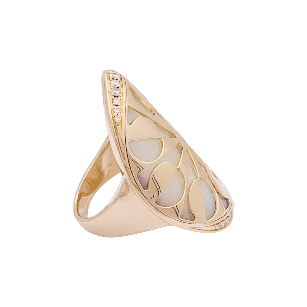 Bague BULGARI "Intarsio" en or rose, nacre et diamants - Castafiore