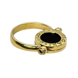 Bague BULGARI Réversible en or jaune nacre et onyx - Castafiore