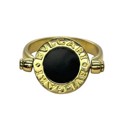 Bague BULGARI Réversible en or jaune nacre et onyx - Castafiore