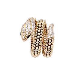Bague BULGARI "Serpenti" en or rose, onyx et diamants - Castafiore