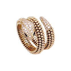 Bague BULGARI "Serpenti" en or rose, onyx et diamants - Castafiore