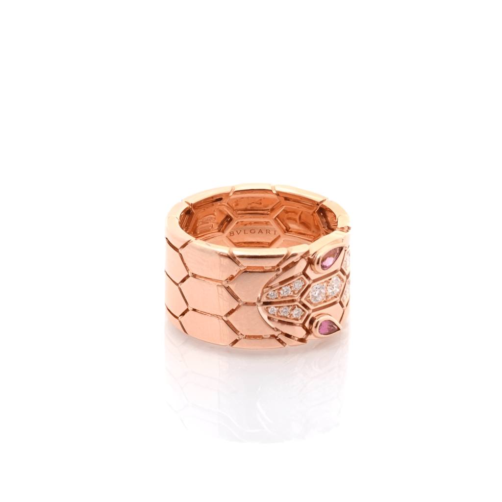 Bague BULGARI "Serpenti" en or rose, tourmalines et diamants - Castafiore