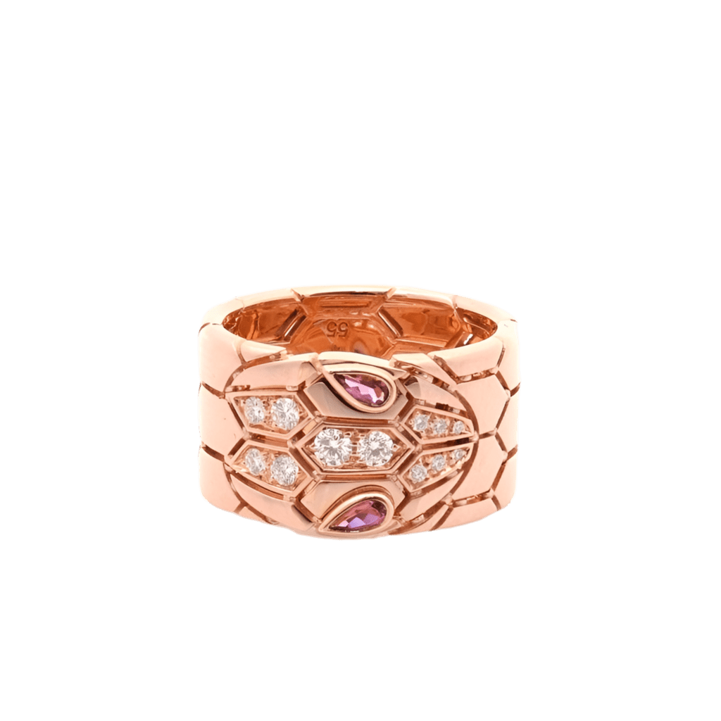 Bague BULGARI "Serpenti" en or rose, tourmalines et diamants - Castafiore