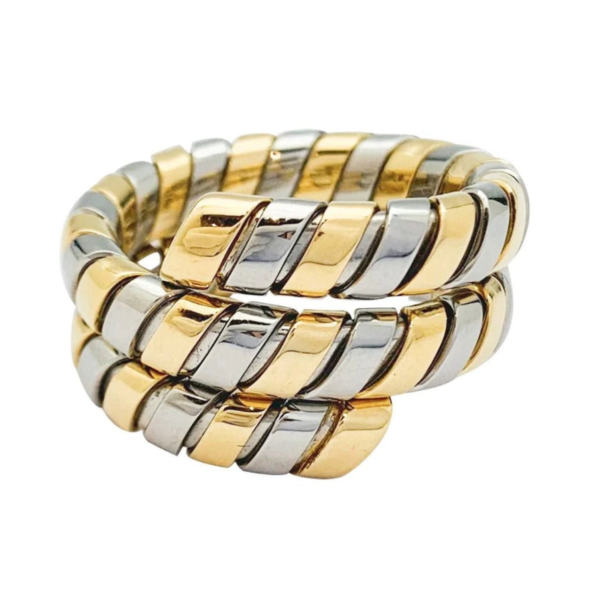Bague BULGARI "Serpenti Tubogas" en or jaune et acier - Castafiore