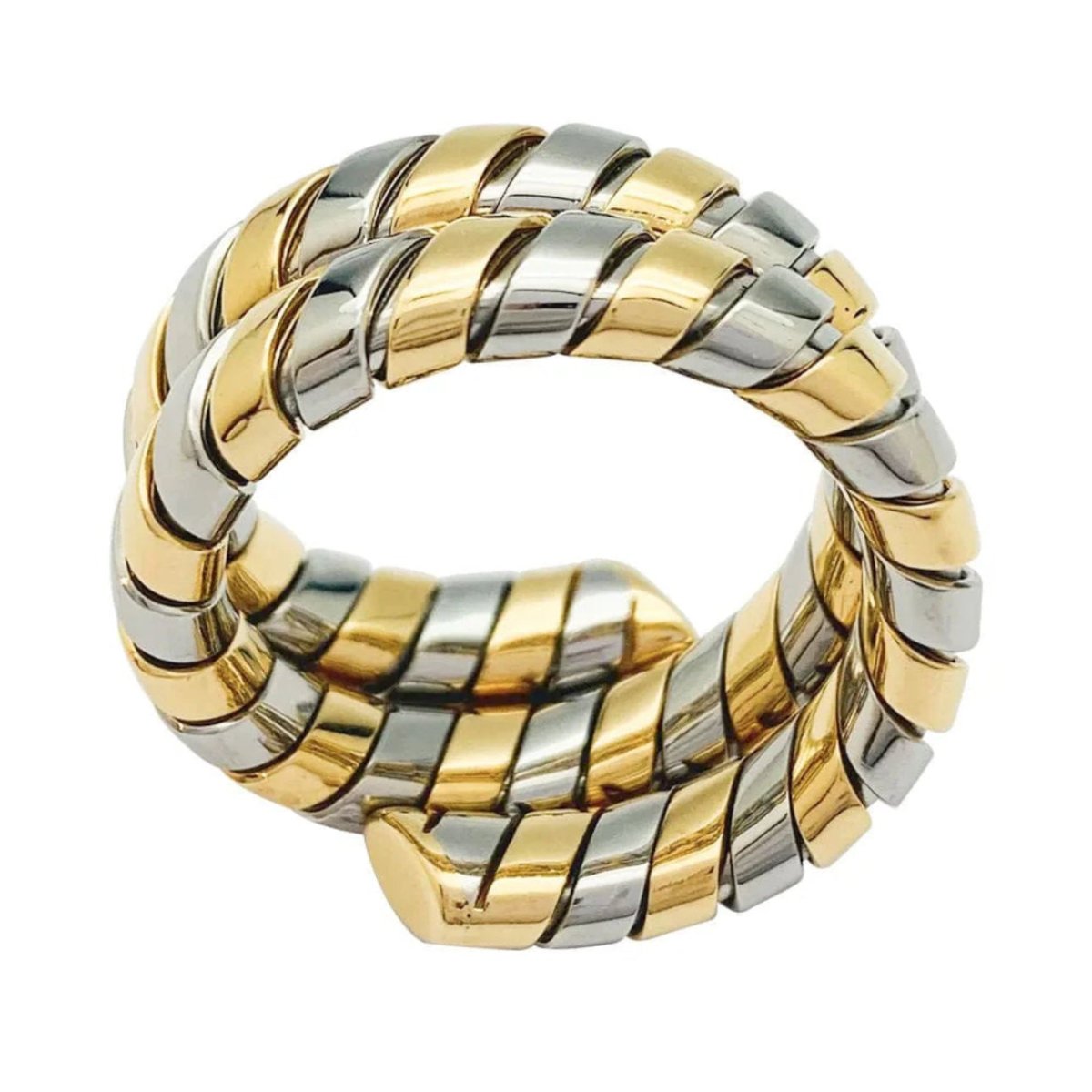 Bague BULGARI "Serpenti Tubogas" en or jaune et acier - Castafiore