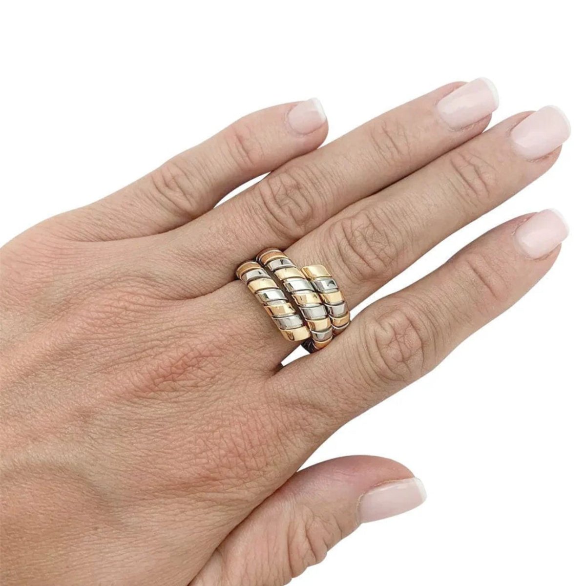 Bague BULGARI "Serpenti Tubogas" en or jaune et acier - Castafiore