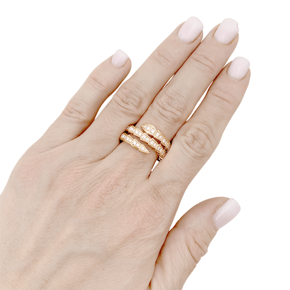 Bague BULGARI, "Serpenti Viper", or rose, diamants. - Castafiore