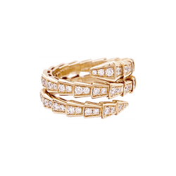 Bague BULGARI, "Serpenti Viper", or rose, diamants. - Castafiore