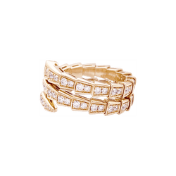 Bague BULGARI, "Serpenti Viper", or rose, diamants. - Castafiore