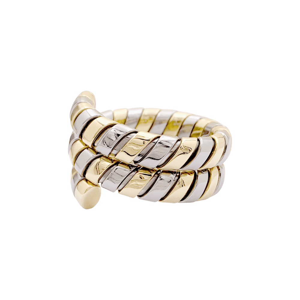 Bague BULGARI "Tubogas" en or jaune et or blanc - Castafiore