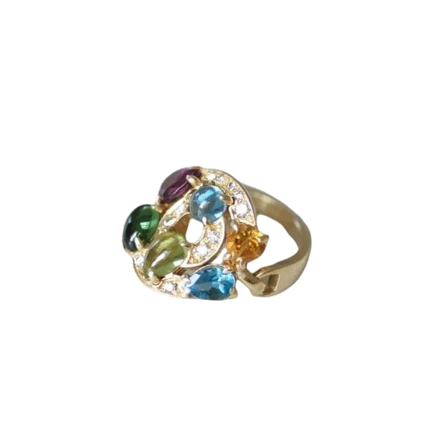 Bague Bvlgari Astrale or jaune, pierres fines et diamants - Castafiore