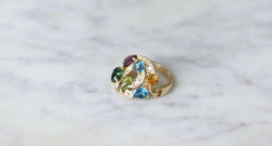 Bague Bvlgari Astrale or jaune, pierres fines et diamants - Castafiore