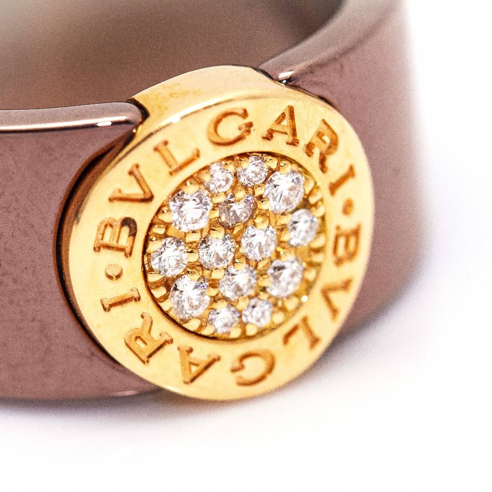 Bague BVLGARI BVLG en or rose et diamants - Castafiore