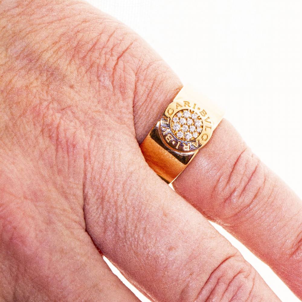 Bague BVLGARI "BVLGARI" en or rose et diamants - Castafiore