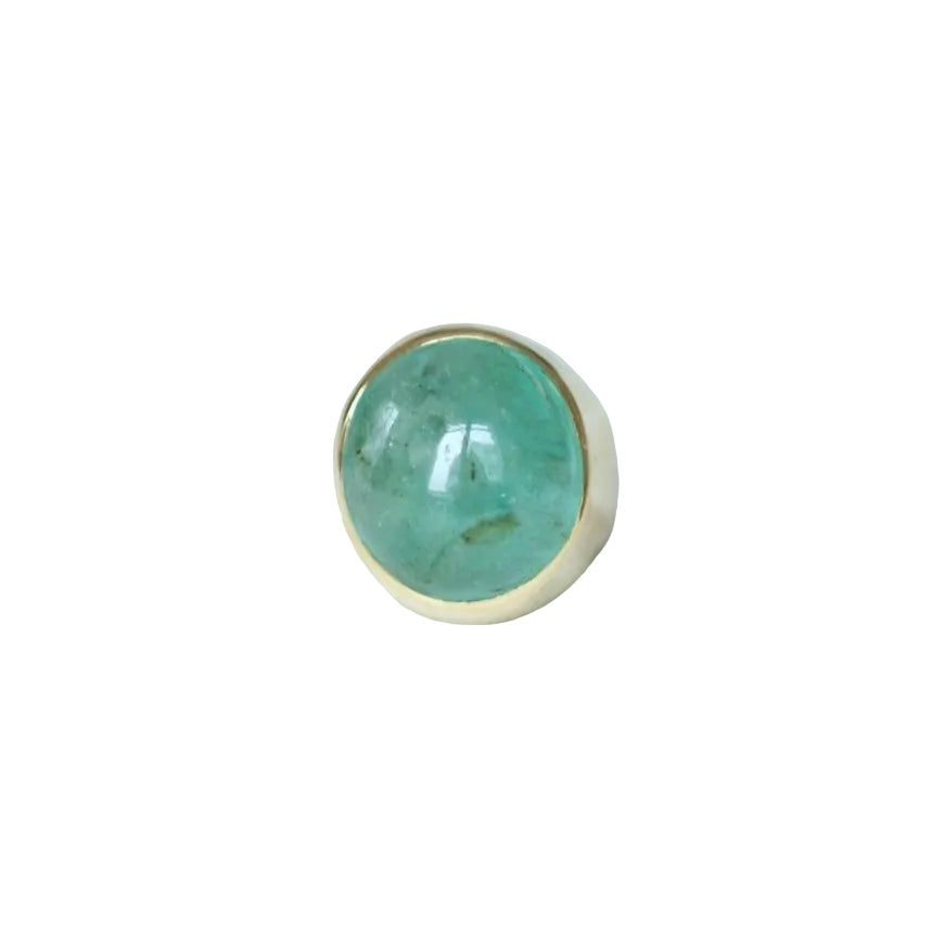 Bague Cabochon Emeraude 15 Carats Or Jaune - Castafiore