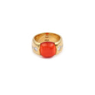 Bague Cabochon Opale de Feu Diamants Or Jaune 18 Carats - Castafiore