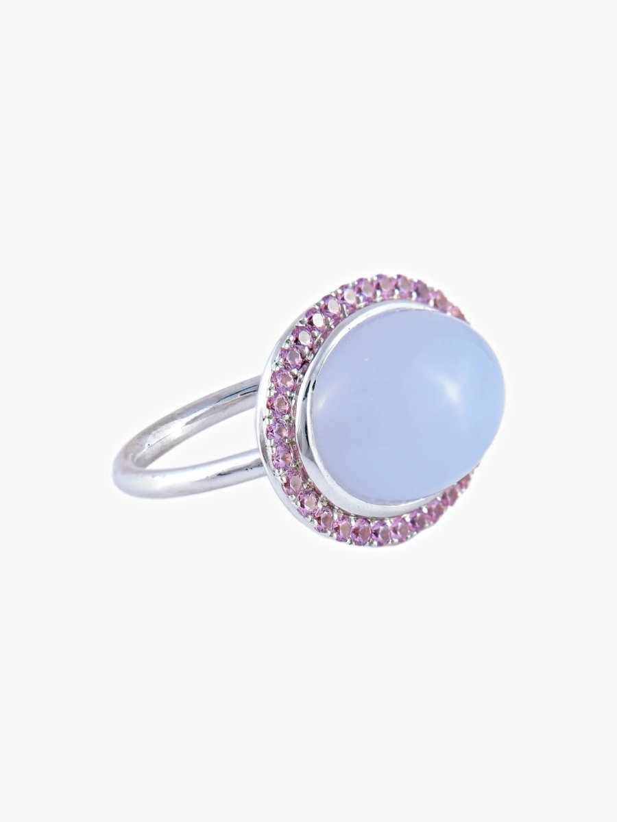 Bague Calcédoine Saphirs roses - Castafiore