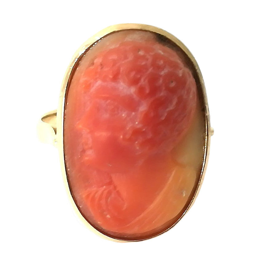 Bague Camée en or jaune et corail - Castafiore