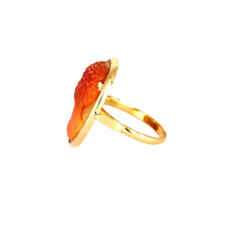 Bague Camée en or jaune et corail - Castafiore