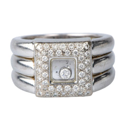 Bague carré de la maison Chopard, en or blanc 18 carats, ornée de 45 diamants - Castafiore