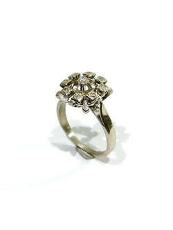 Bague Carré Or Blanc Et Diamants - Castafiore