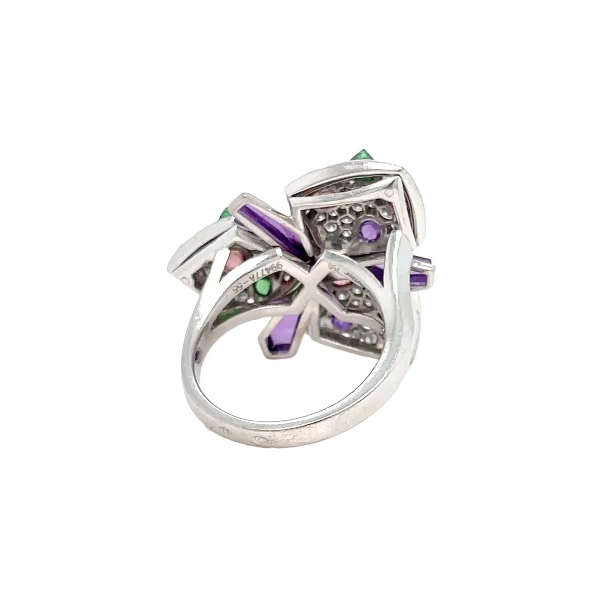 Bague CARTIER "Caresse d'Orchidées" en or blanc, améthyste, tourmaline, tsavorite et diamant - Castafiore