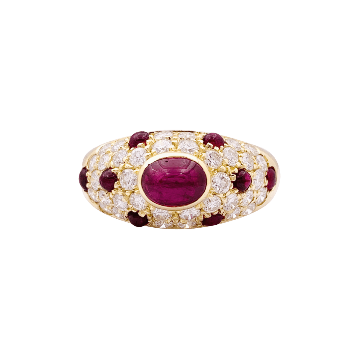 Bague CARTIER "Corinthe" en or jaune, rubis et diamants - Castafiore