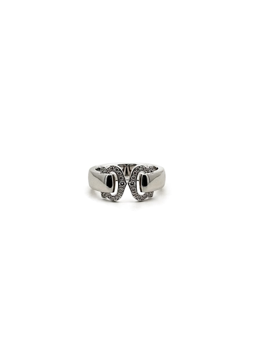 Bague CARTIER "Double C" en or blanc et diamants - Castafiore